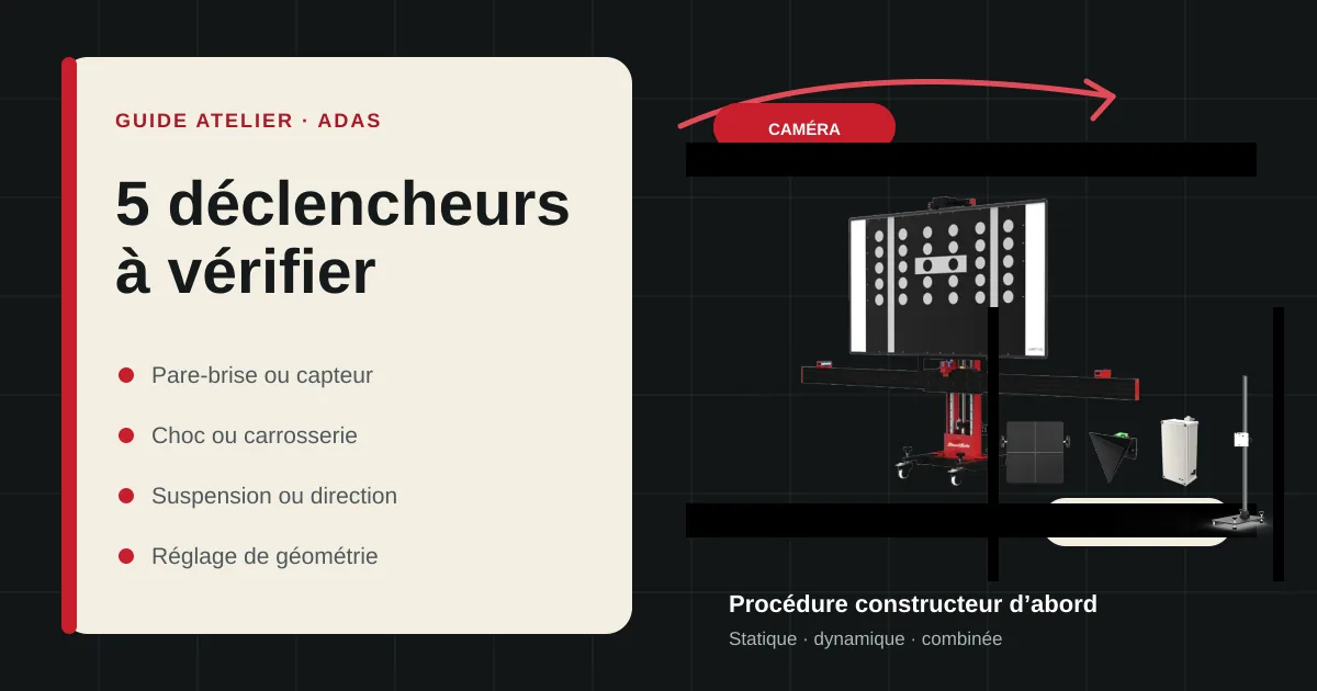 Cadre caméra et kit radar Smart Safe illustrant les déclencheurs d’un recalibrage ADAS